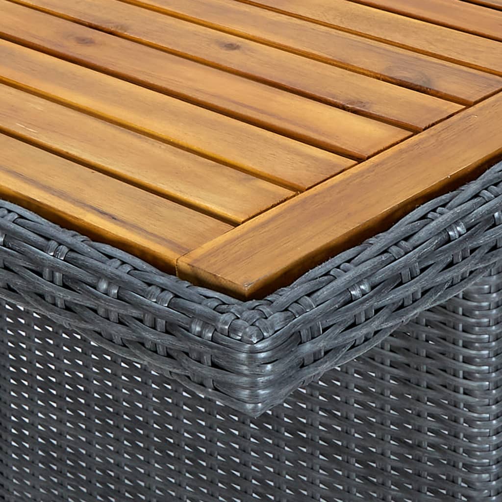 Mesa De Jardín Ratán Sintético Madera Maciza Acacia Gris Oscuro