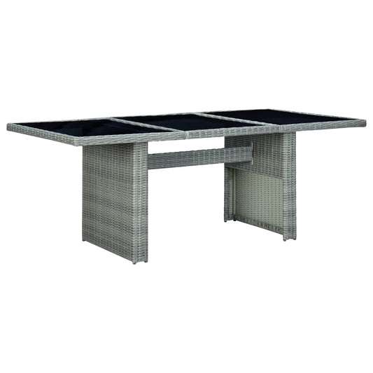 Mesa De Jardín De Ratán Sintético Y Vidrio Templado Gris Claro