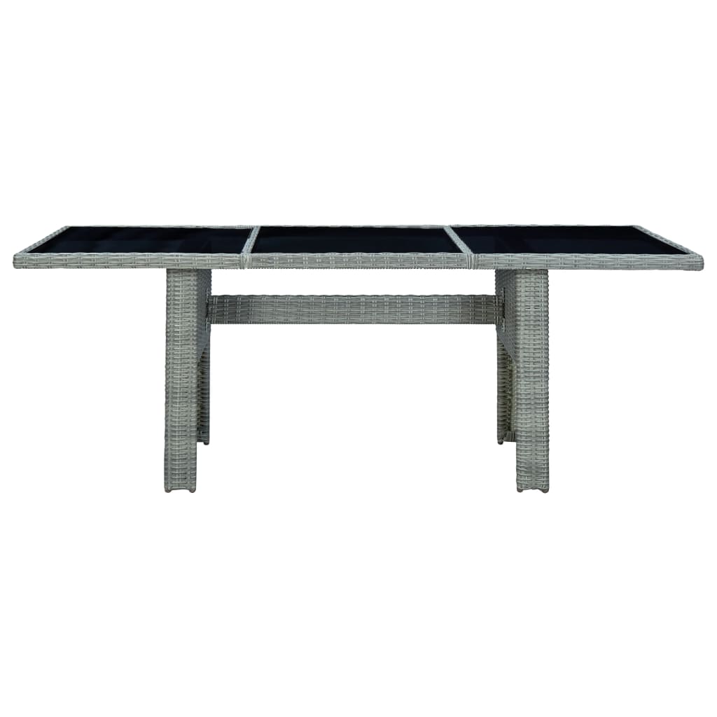 Mesa De Jardín De Ratán Sintético Y Vidrio Templado Gris Claro