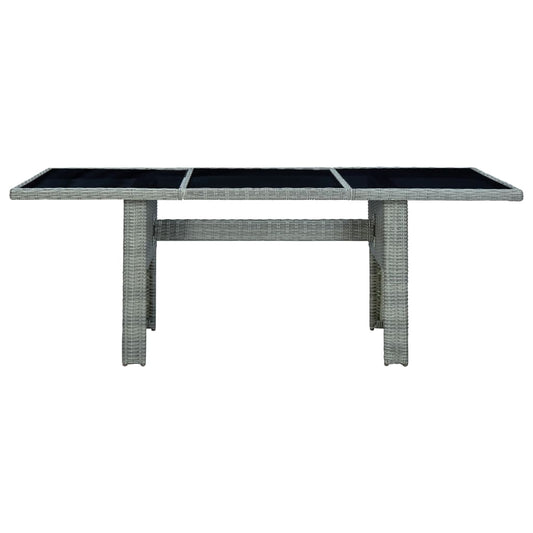 Mesa De Jardín De Ratán Sintético Y Vidrio Templado Gris Claro