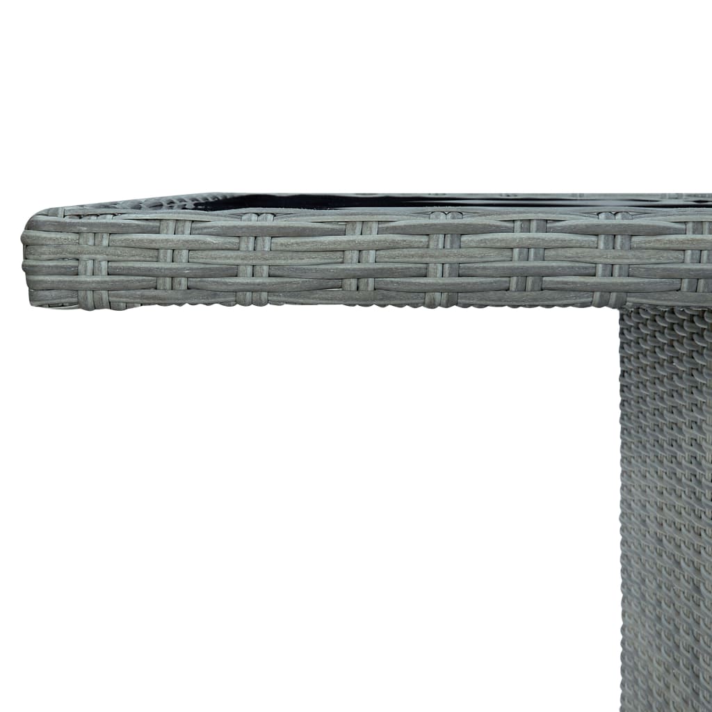 Mesa De Jardín De Ratán Sintético Y Vidrio Templado Gris Claro