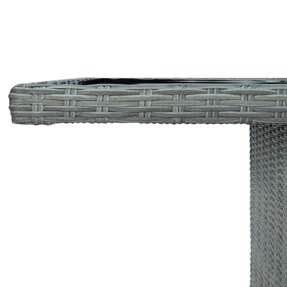 Mesa De Jardín De Ratán Sintético Y Vidrio Templado Gris Claro