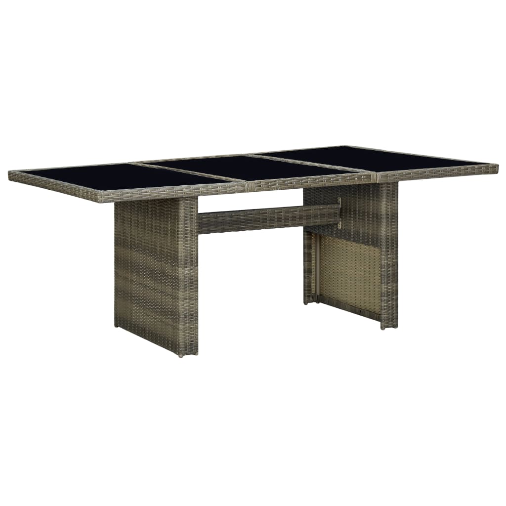 Mesa De Jardín Ratán Sintético Madera Maciza Acacia Gris Oscuro