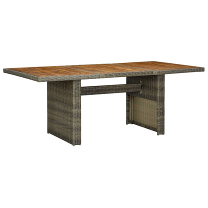 Mesa De Jardín Ratán Sintético Madera Maciza Acacia Gris Oscuro