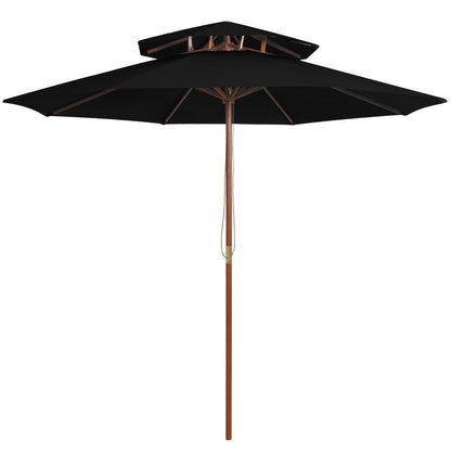 Sombrilla De Dos Niveles Palo De Madera 270 Cm