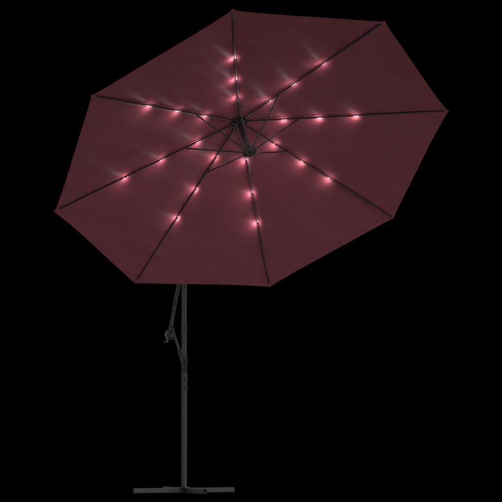 Sombrilla De Jardín Voladiza Con Luces Led Burdeos