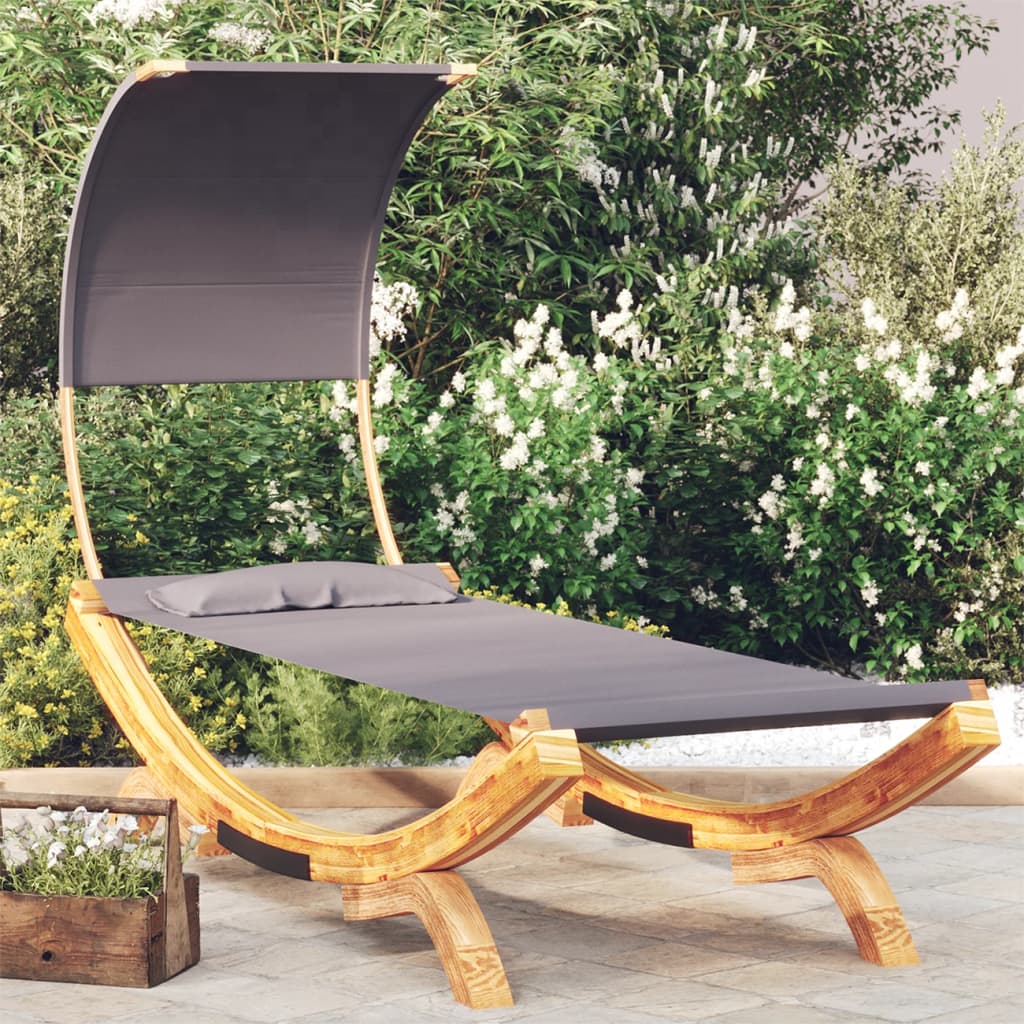 Tumbona Con Dosel Madera Curvada Gris