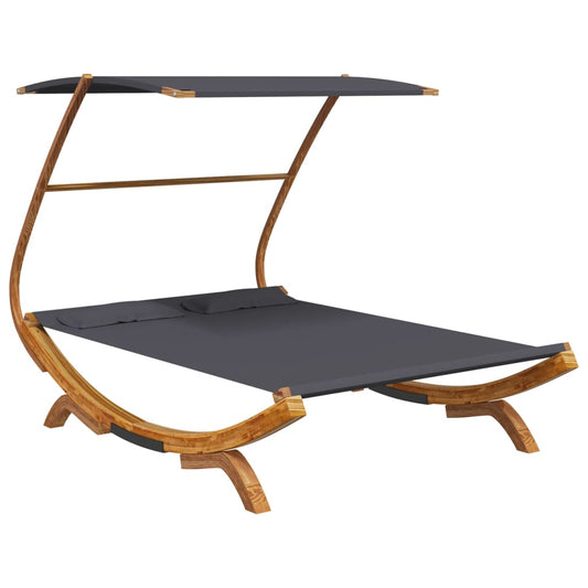 Tumbona Con Dosel Madera Curvada Gris
