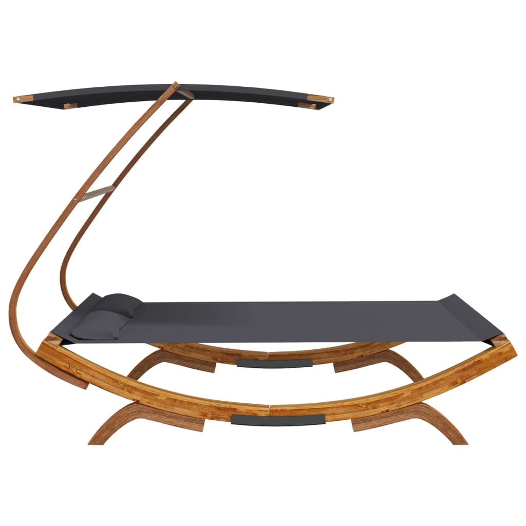 Tumbona Con Dosel Madera Curvada Gris