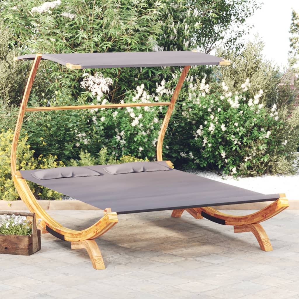 Tumbona Con Dosel Madera Curvada Gris