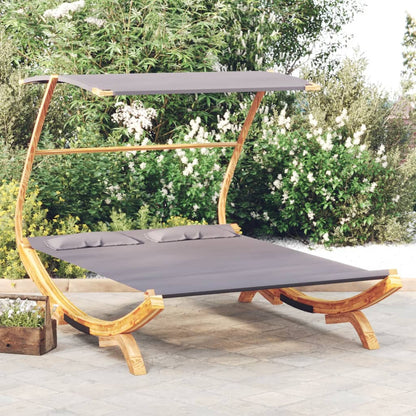 Tumbona Con Dosel Madera Curvada Gris