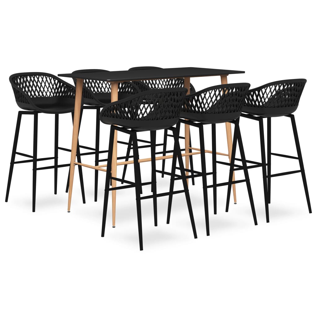 Mesa Alta Y Taburetes De Bar De 7 Piezas