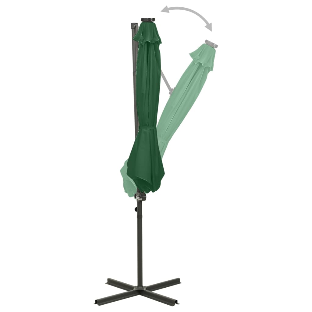 Sombrilla De Jardín Voladiza Con Palo Y Luces Led 300 Cm