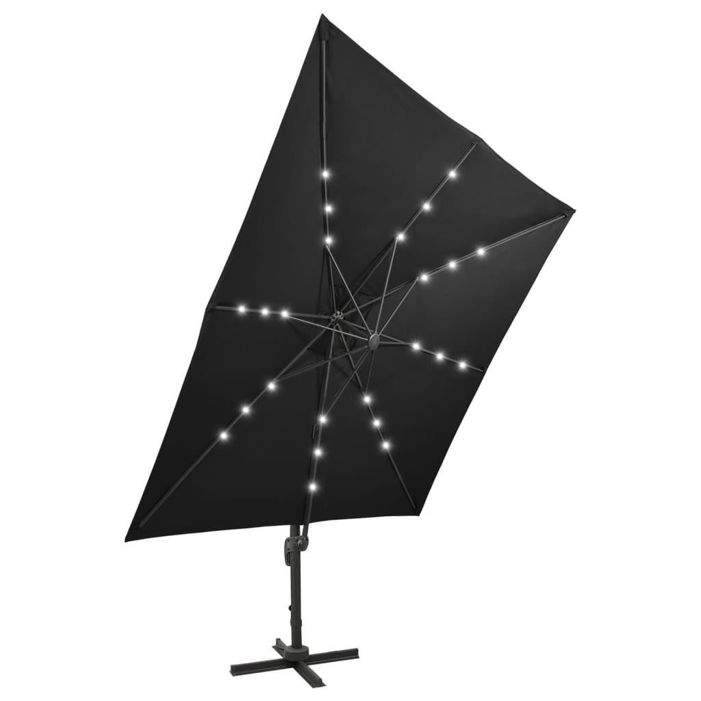 Sombrilla De Jardín Voladiza Con Palo Y Luces Led 300 Cm