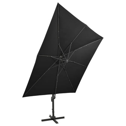 Sombrilla De Jardín Voladiza Con Palo Y Luces Led 300 Cm