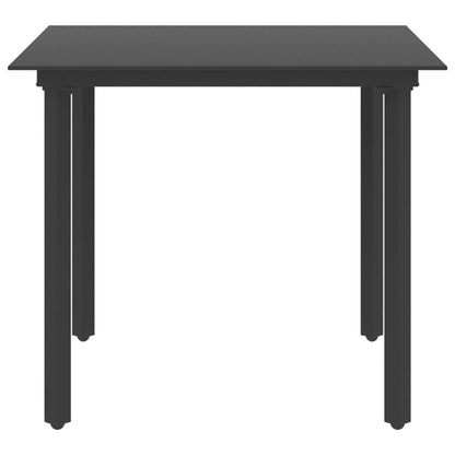 Mesa De Comedor De Jardín Acero Y Vidrio Negro