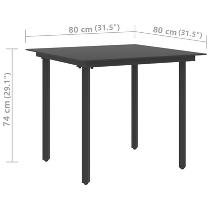 Mesa De Comedor De Jardín Acero Y Vidrio Negro