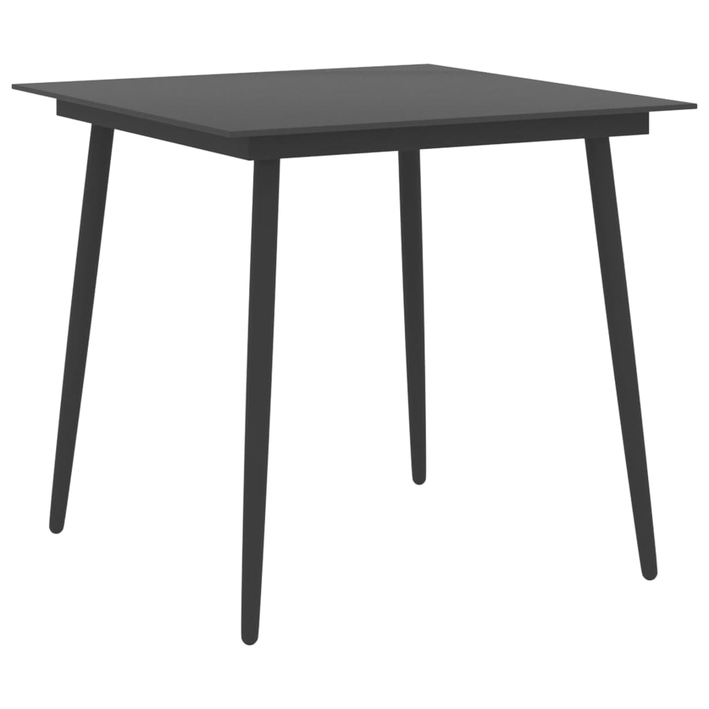 Mesa De Comedor Para Jardín Acero Y Vidrio Negro