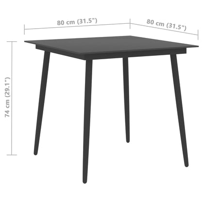 Mesa De Comedor Para Jardín Acero Y Vidrio Negro