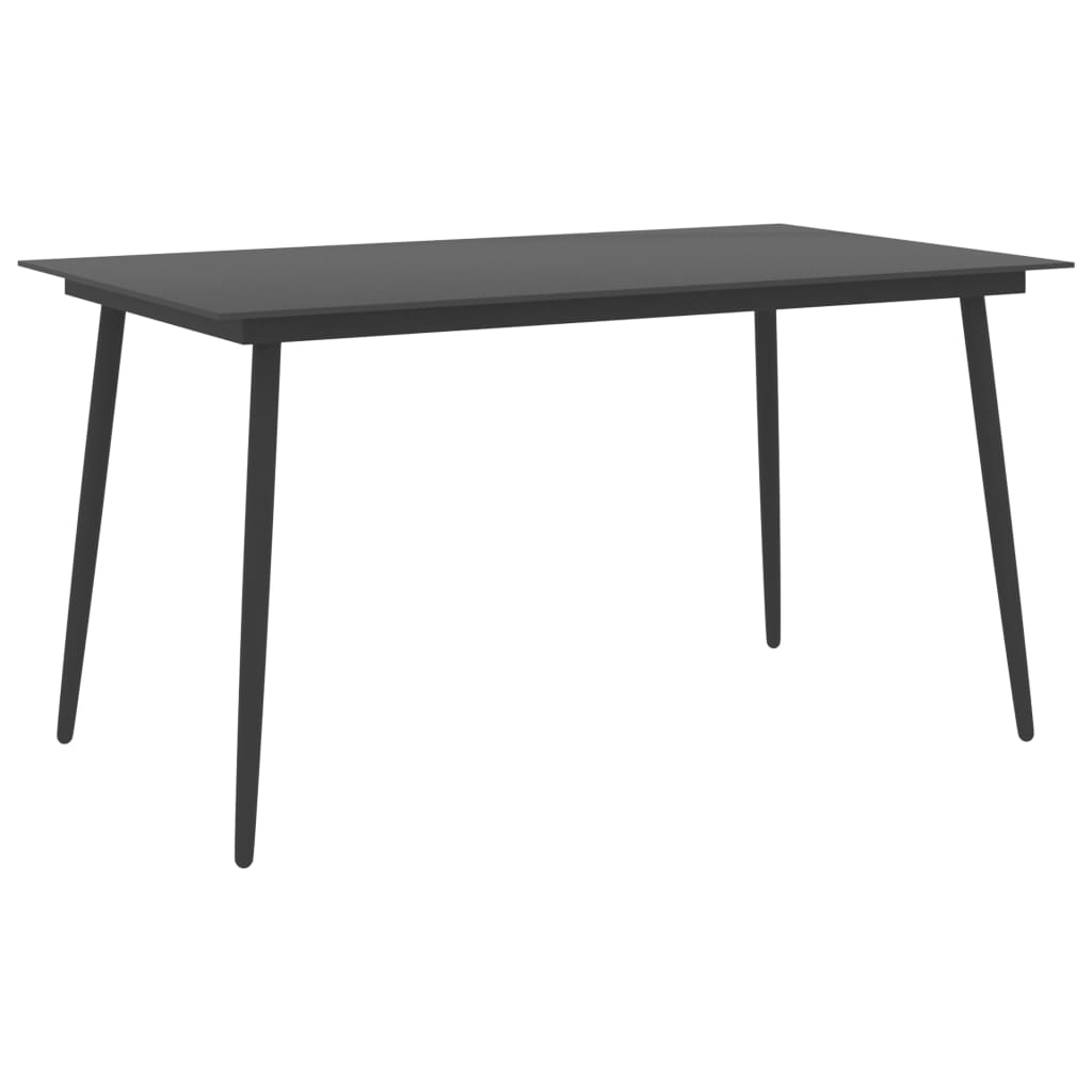 Mesa De Comedor Para Jardín Acero Y Vidrio Negro
