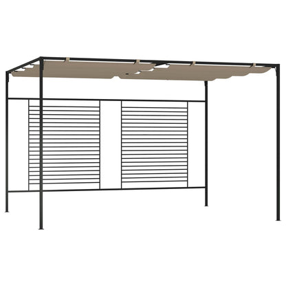 Cenador Con Techo Retráctil Gris Taupe 3X4X2,3 M 180 G/M²