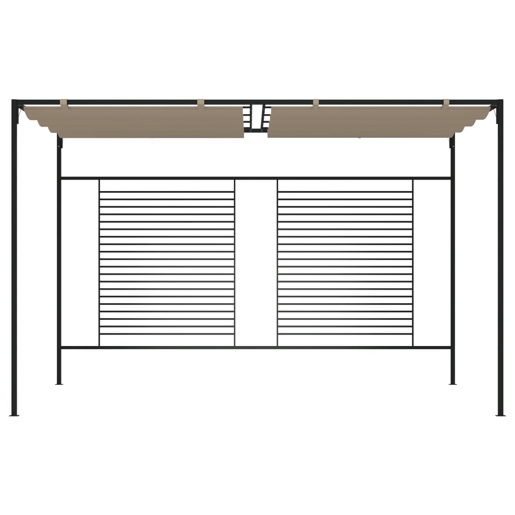 Cenador Con Techo Retráctil Gris Taupe 3X4X2,3 M 180 G/M²