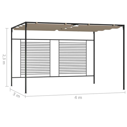 Cenador Con Techo Retráctil Gris Taupe 3X4X2,3 M 180 G/M²