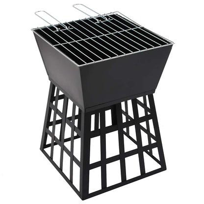 Brasero Y Barbacoa 2 En 1 De Acero 34X34X48 Cm