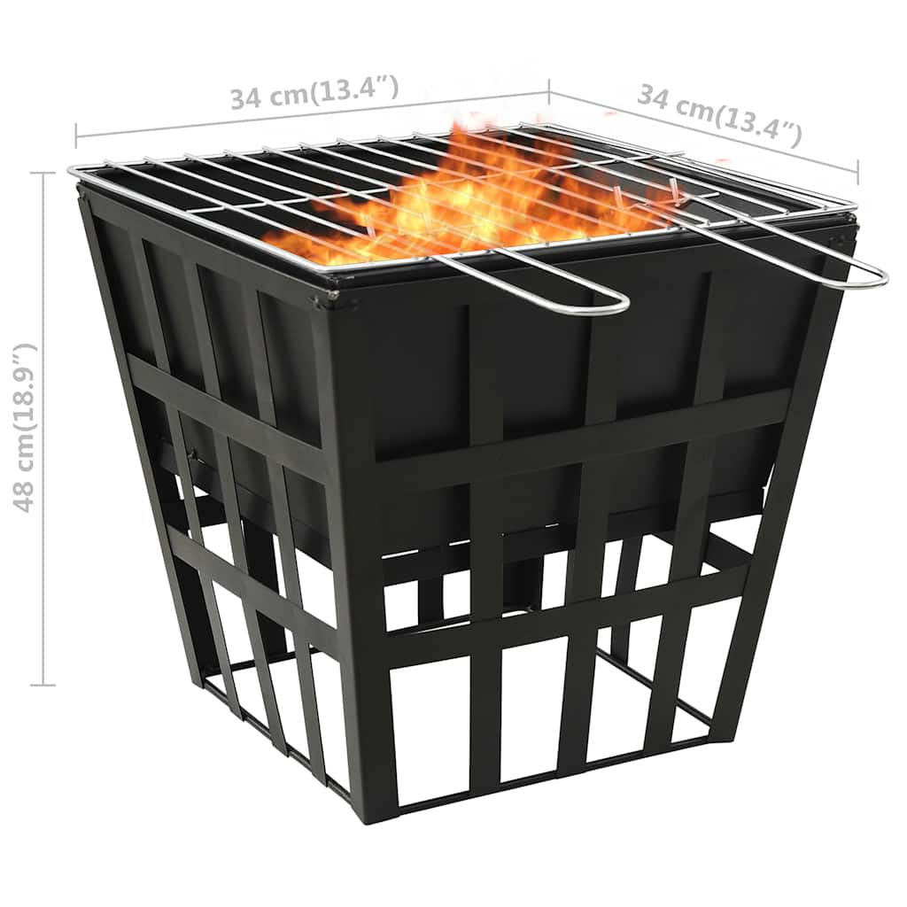 Brasero Y Barbacoa 2 En 1 De Acero 34X34X48 Cm