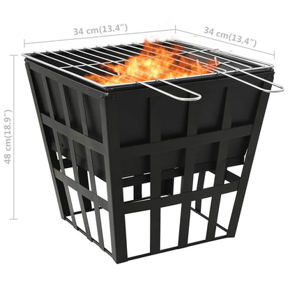Brasero Y Barbacoa 2 En 1 De Acero 34X34X48 Cm