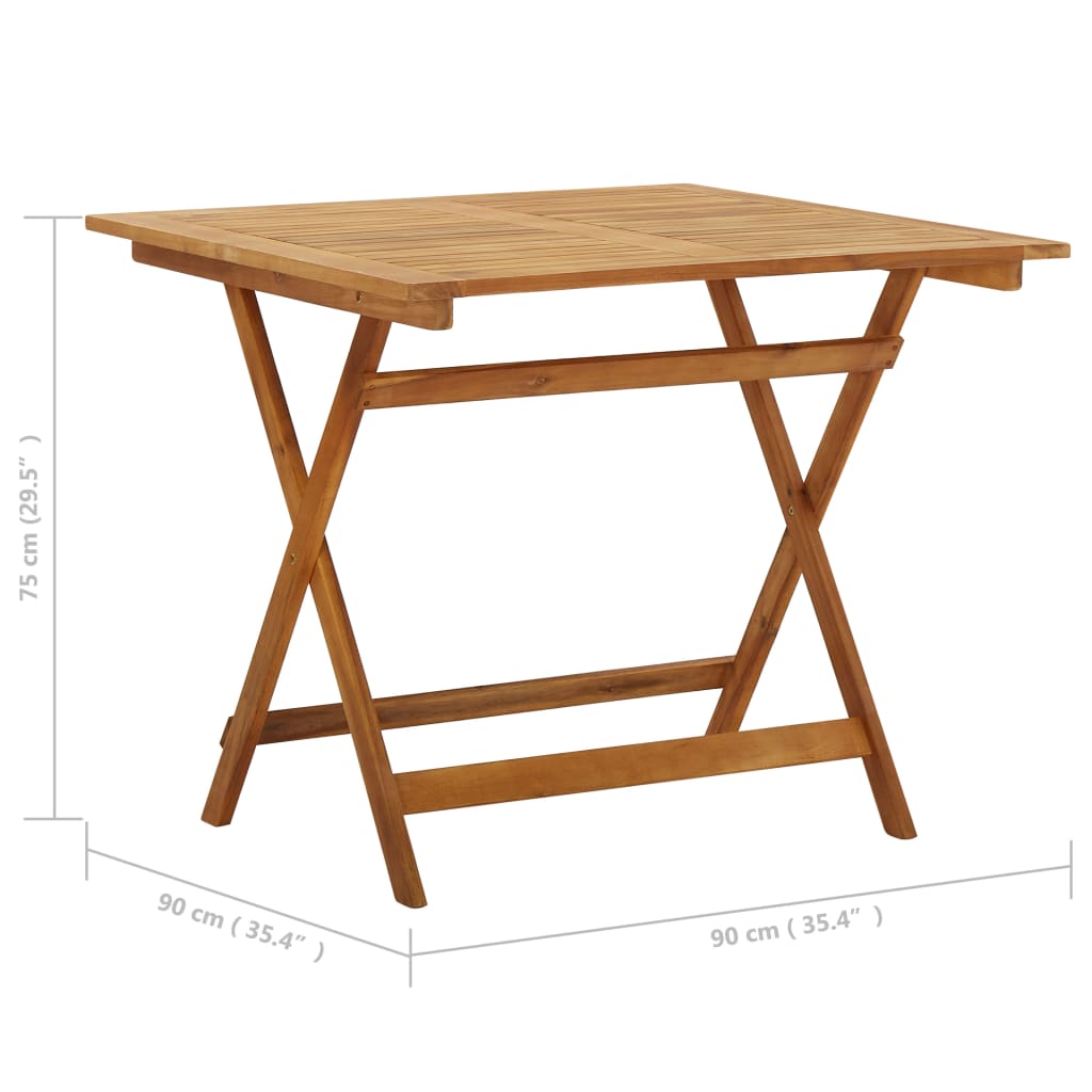 Mesa Plegable De Jardín De Madera Maciza De Acacia 90X90X75 Cm