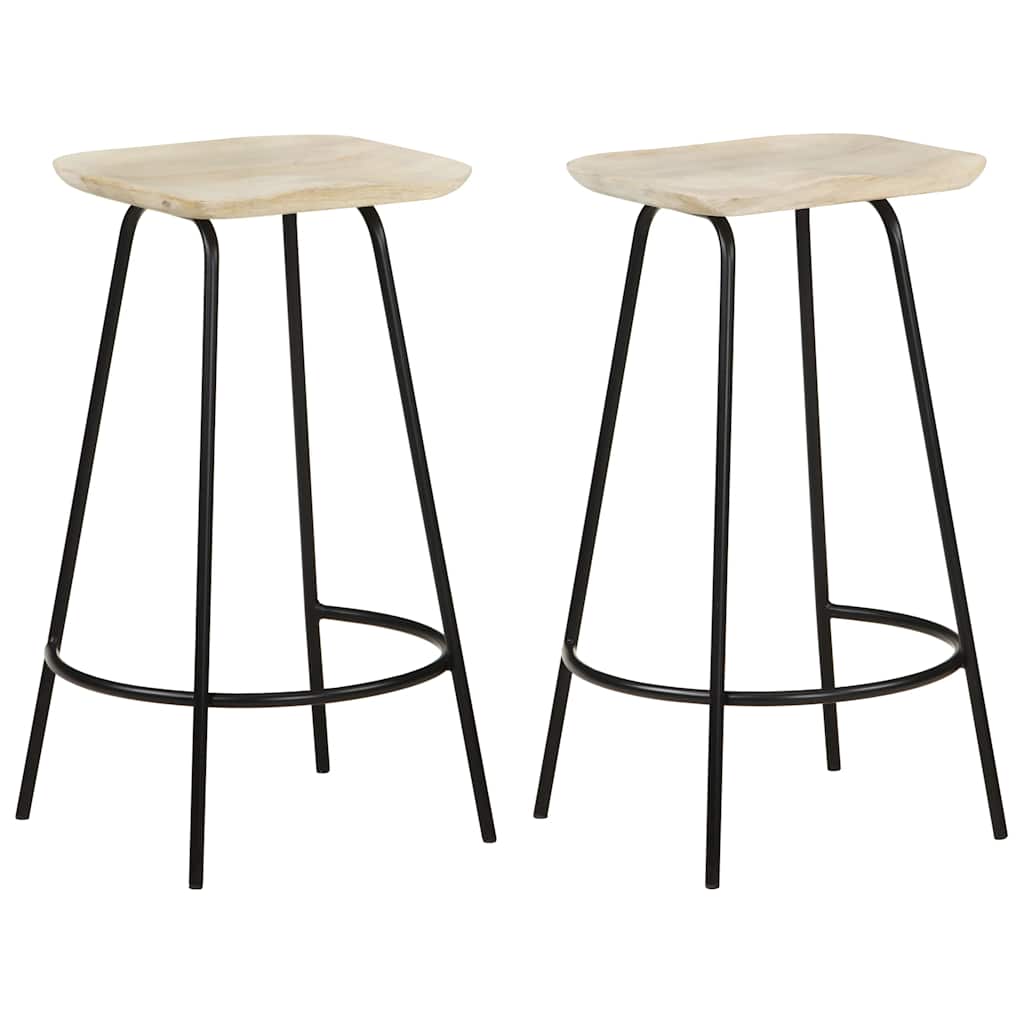 Taburetes De Cocina 2 Unidades Madera Maciza De Mango