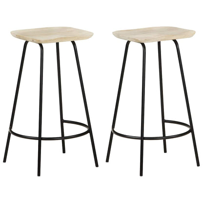 Taburetes De Cocina 2 Unidades Madera Maciza De Mango