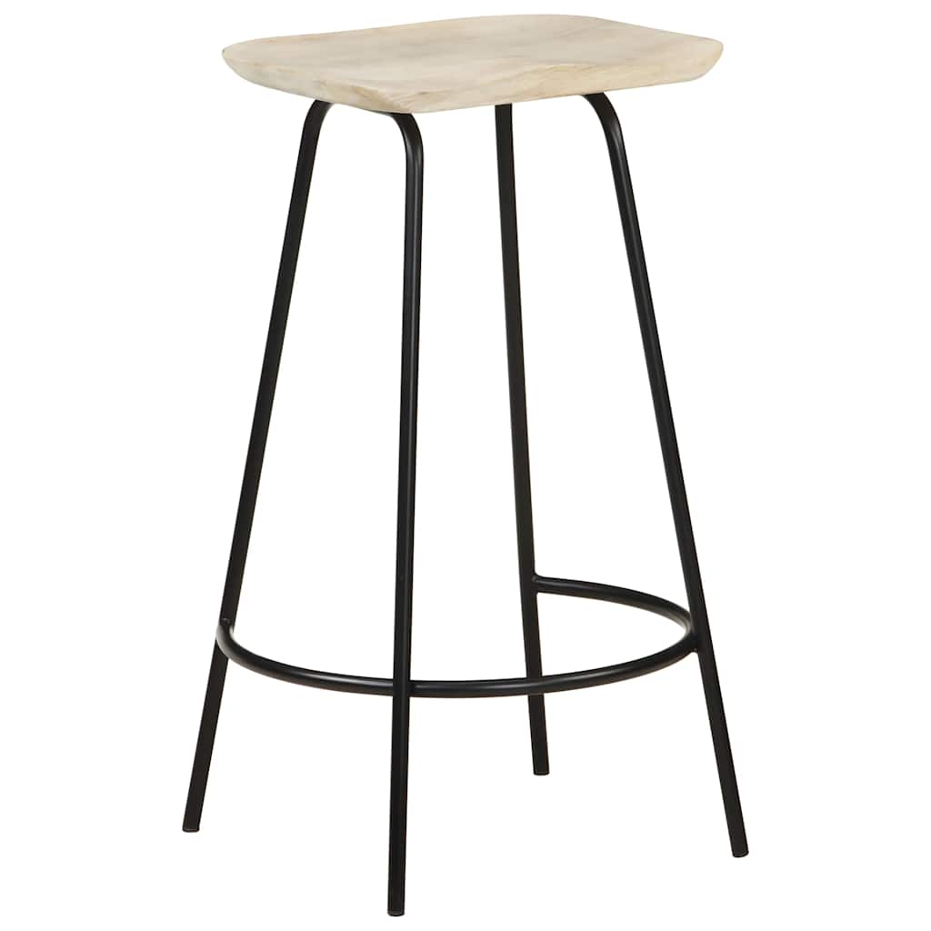 Taburetes De Cocina 2 Unidades Madera Maciza De Mango