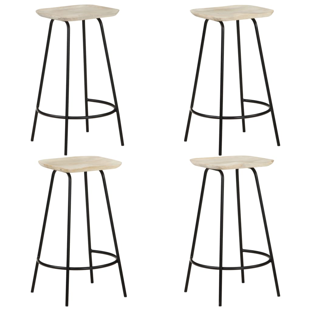 Taburetes De Cocina 2 Unidades Madera Maciza De Mango