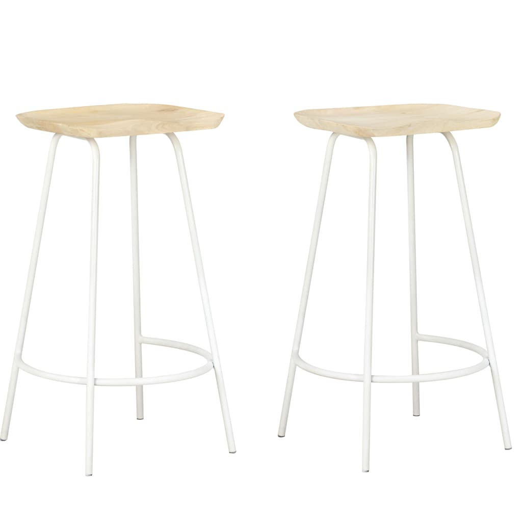 Taburetes De Cocina 2 Unidades Madera Maciza De Mango