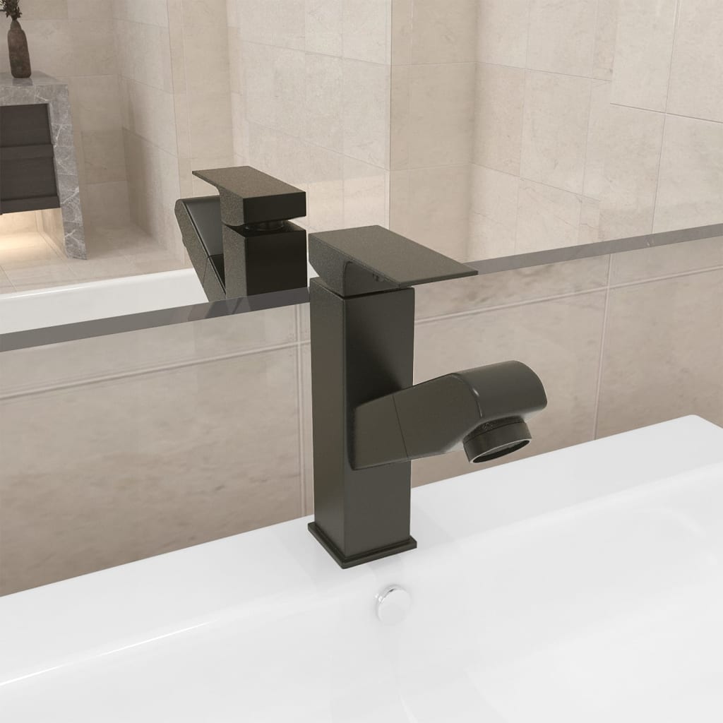 Grifo De Lavabo De Baño Con Función Extraíble Negro 157X172 Mm