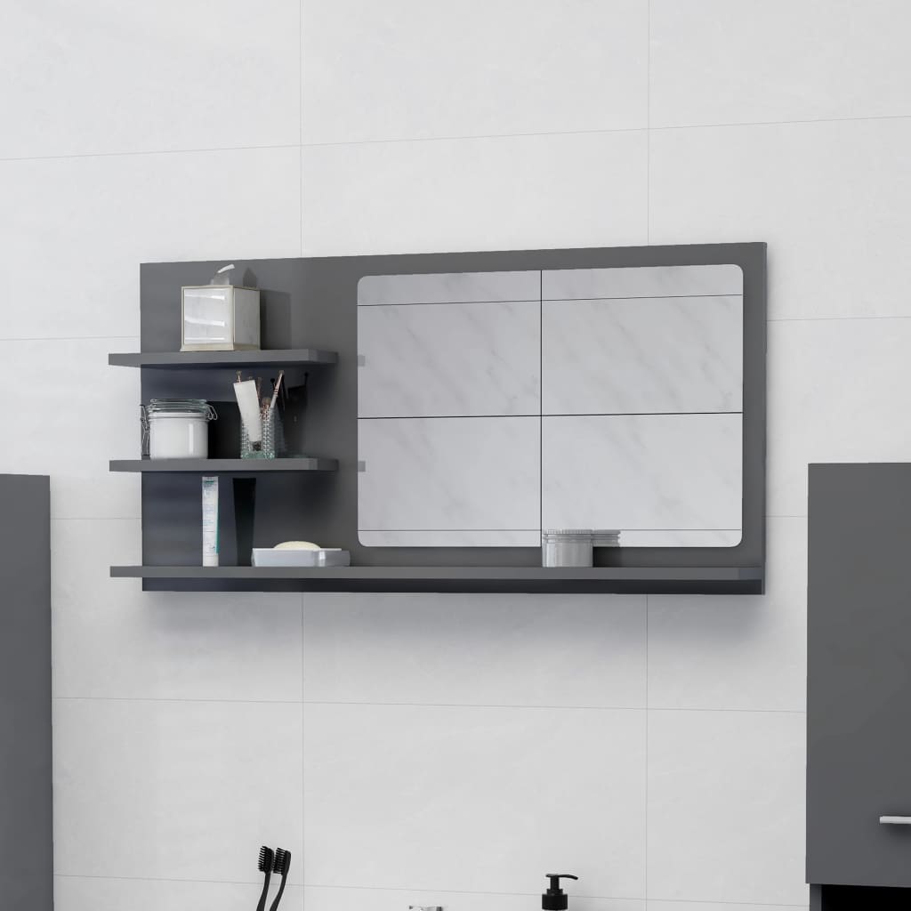 Armario De Baño Con Espejo De 90X11X45 Cm Madera De Ingeniería