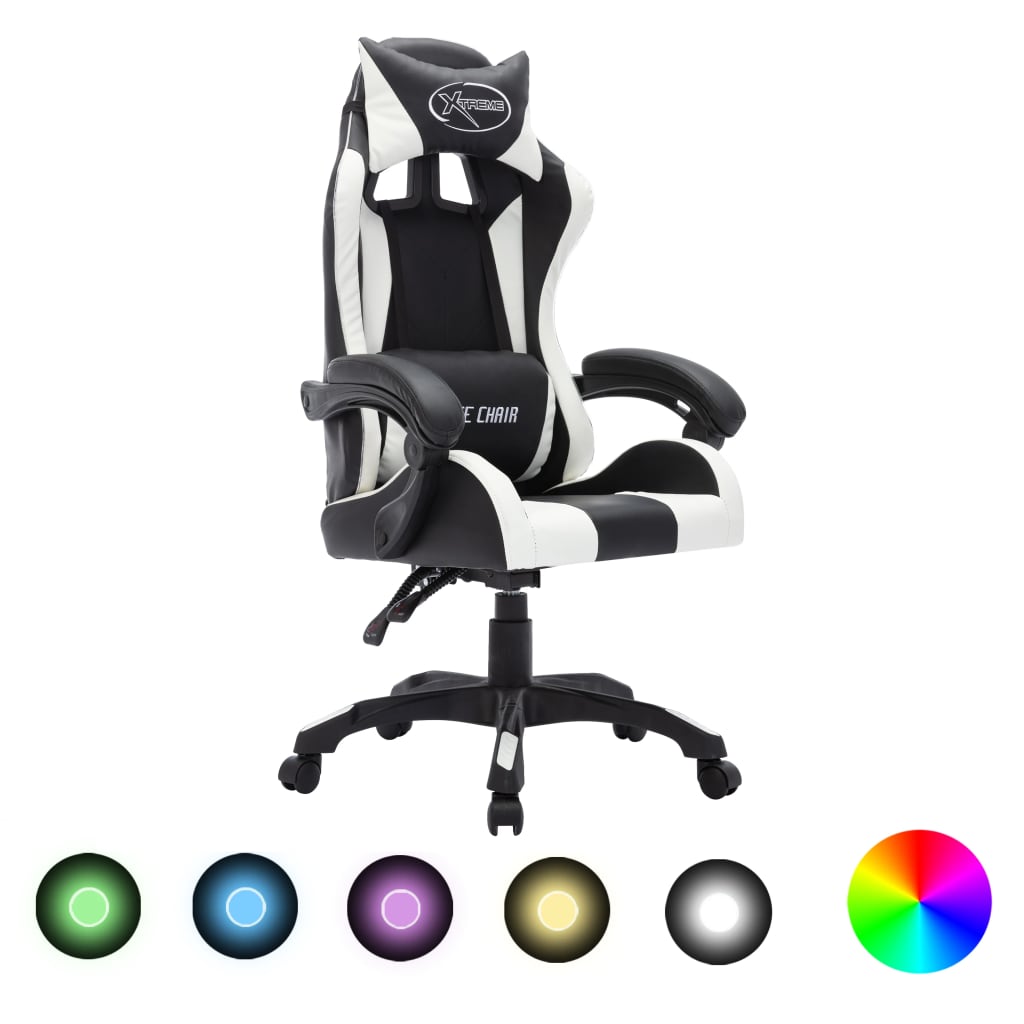 Silla Gaming Con Luces Led Rgb Cuero Sintético