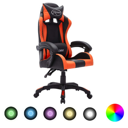 Silla Gaming Con Luces Led Rgb Cuero Sintético