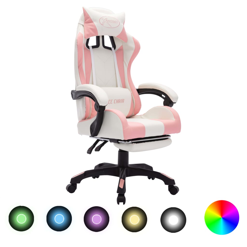 Silla Gaming Con Luces Led Rgb Cuero Sintético