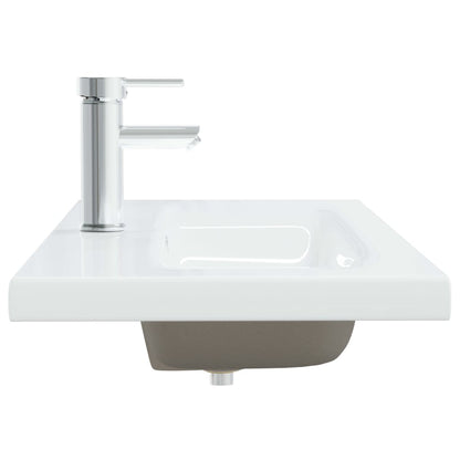 Lavabo Empotrado Con Grifo Cerámica Blanco