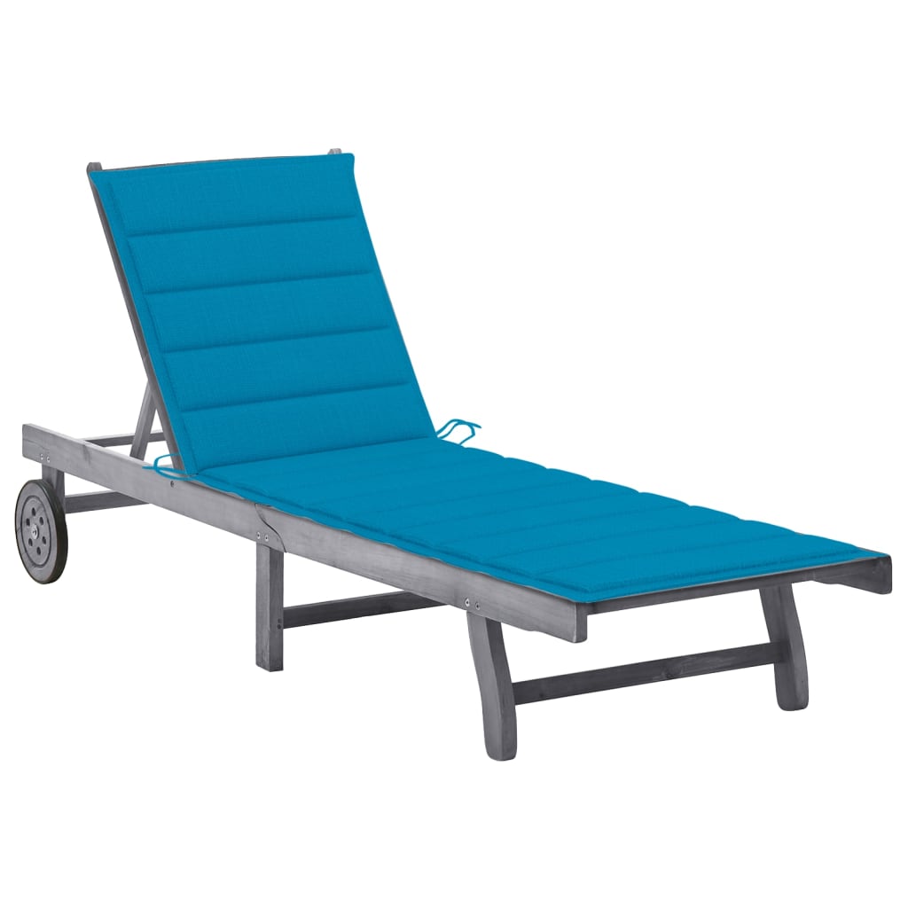 Tumbona De Jardín 2 Personas Y Cojines Madera Maciza De Acacia