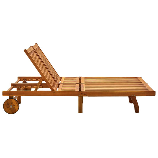 Tumbona De Jardín 2 Personas Y Cojines Madera Maciza De Acacia