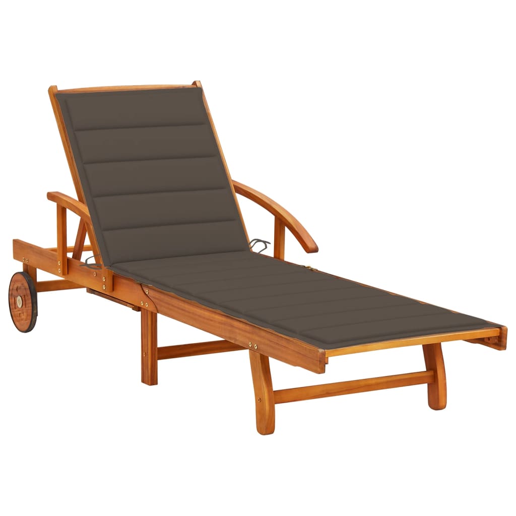 Tumbona De Jardín Con Mesa Y Cojín Madera Maciza De Acacia