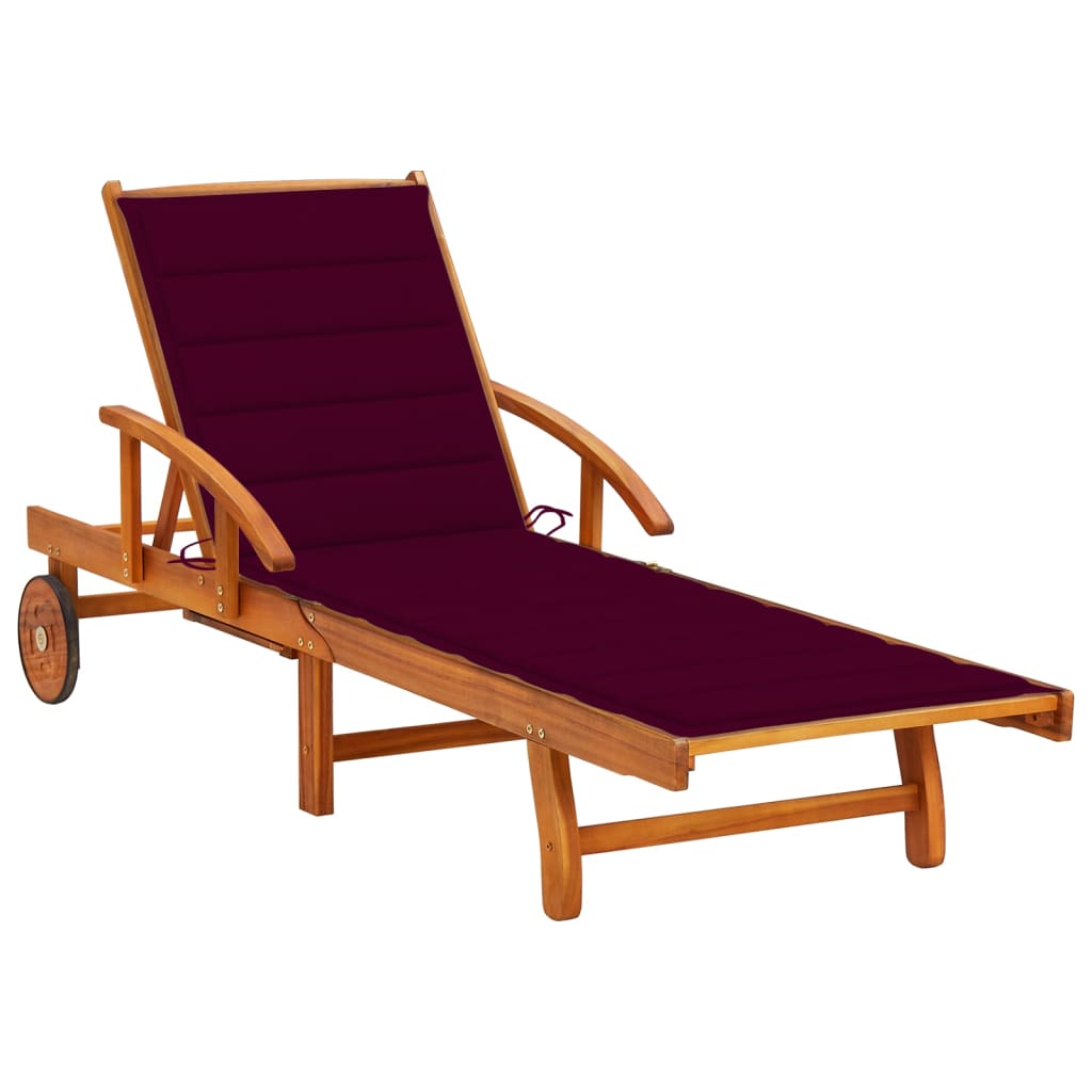 Tumbona De Jardín Con Mesa Y Cojín Madera Maciza De Acacia