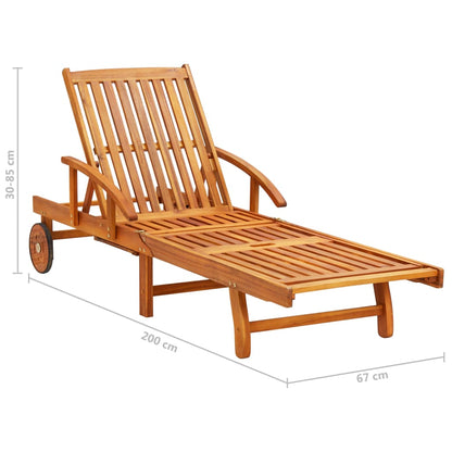 Tumbona De Jardín Con Mesa Y Cojín Madera Maciza De Acacia