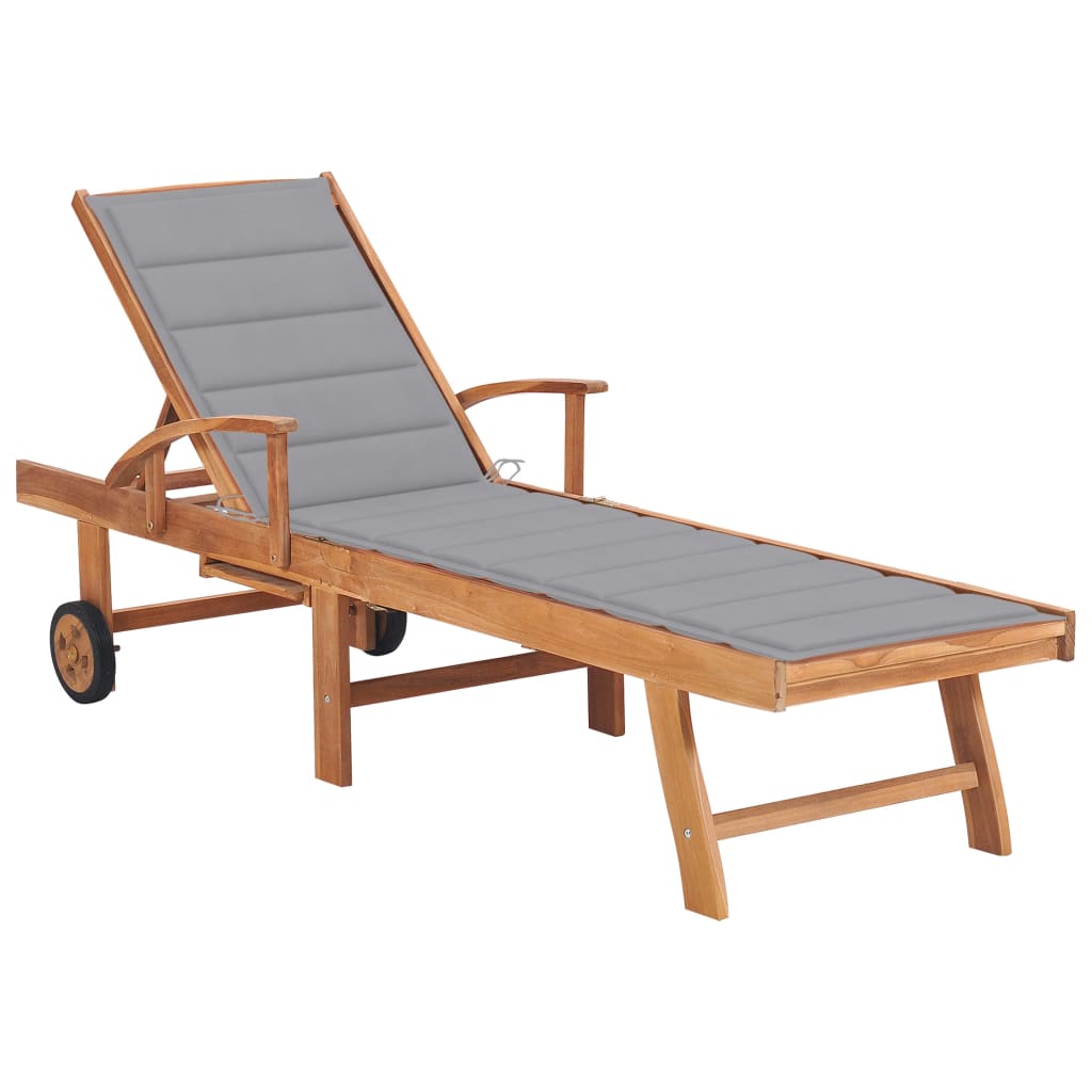 Tumbona Con Cojín Madera Maciza De Teca