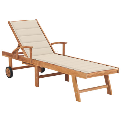 Tumbona Con Cojín Madera Maciza De Teca