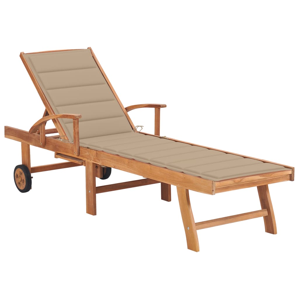 Tumbona Con Cojín Madera Maciza De Teca